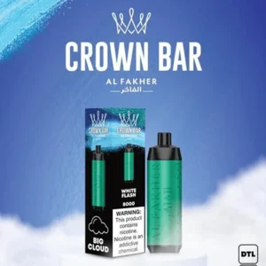 ALFAKHER CROWN BAR WHITE FLASH – 8000 PUFFS