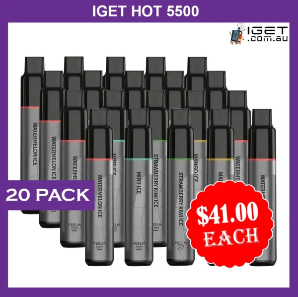 IGET HOT 5500 PUFFS – 20 PACK